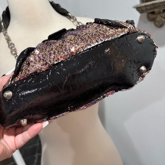 Rampage Vintage Black Patent Leather Sequin Statement Bag - Picture 4 of 9